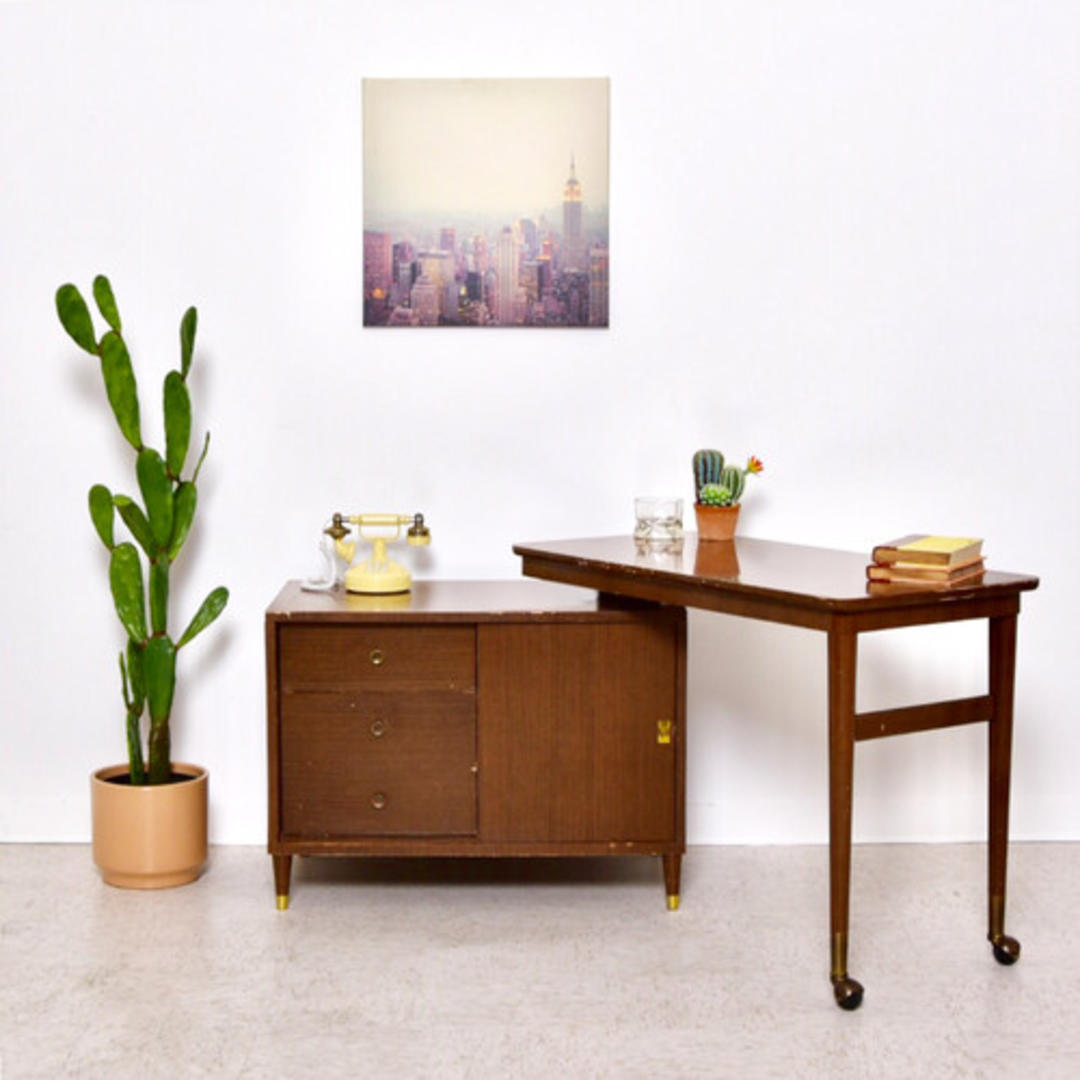 Rare Mid Century Vintage Swing Around Desk Credenza Sunbeam Vintage Highland Park Los