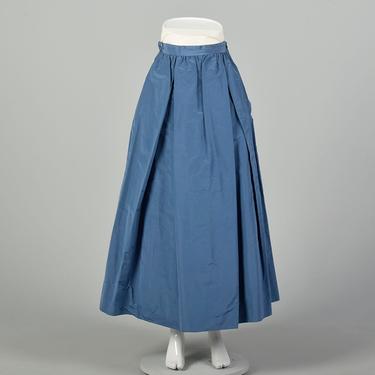 Small 1970s Blue Taffeta Evening Skirt Formal Maxi Dressy Separate 