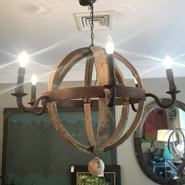 Modern wooden orb 6 ark chandelier