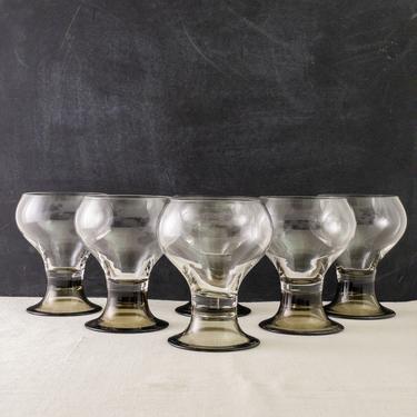 Vintage Rosenthal Studio Line Romus Wine Goblets, Set of 6, Vintage Barware, Footed Glassware, Smoky Base Glasses 