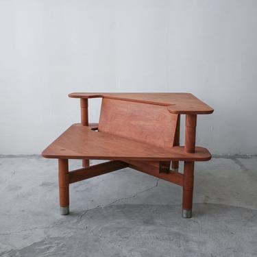 Mid Century Tiered Corner Magazine Table 