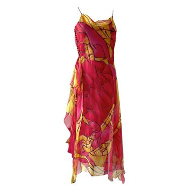 Dior Red Stained Glass Print Silk Dress