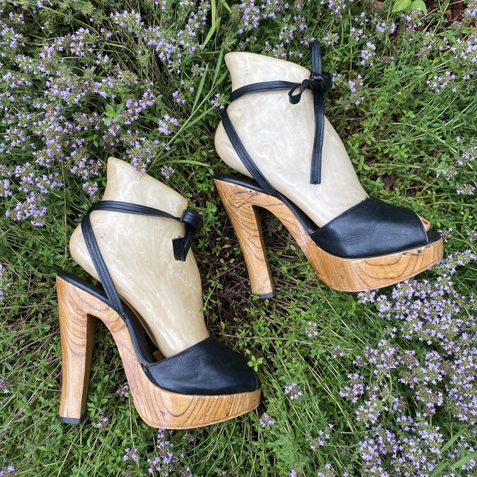 70s best sale wooden heels