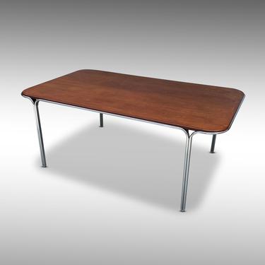Walnut and Tubular Chrome Dining Table by Warren Snodgrass for Thonet - *Please ask for a shipping quote before you buy. 