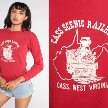 Cass West Virginia Shirt Scenic Railroad Train Sweatshirt 80s Sweatshirt Slouchy 1980s Graphic Travel Vintage Red Extra Small xs 2xs 