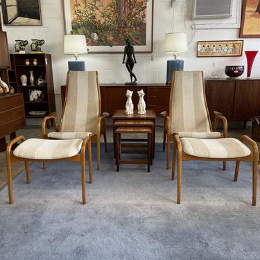 Vintage Lamino Easy Chairs with Footstools by Yngve Ekström for Swedese 