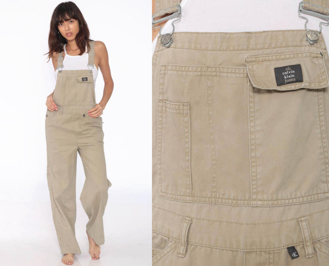 Khaki Overalls Calvin Klein Overalls 90s Grunge BAGGY Wide Leg Shop