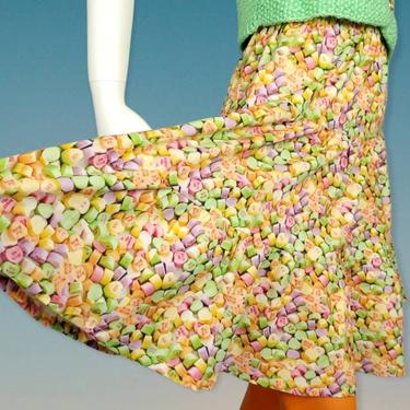 1980s sweethearts skirt. Novelty vintage. Handmade one-of-kind. 