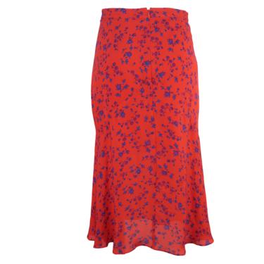 McQ By Alexander McQueen Fluted Floral Print Silk De Chine Skirt