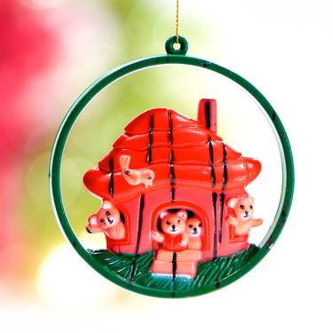 VINTAGE: 1980's - Plastic Bear Christmas Tree Ornament in Package - Christmas Decor - SKU Tub-400-00006668 