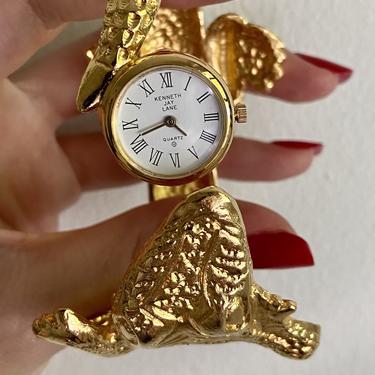 Rare SIGNED KENNETH LANE Gold Alligator Bracelet Watch