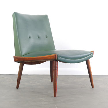 Slipper Chair by Kroehler in Original Green Fabric 