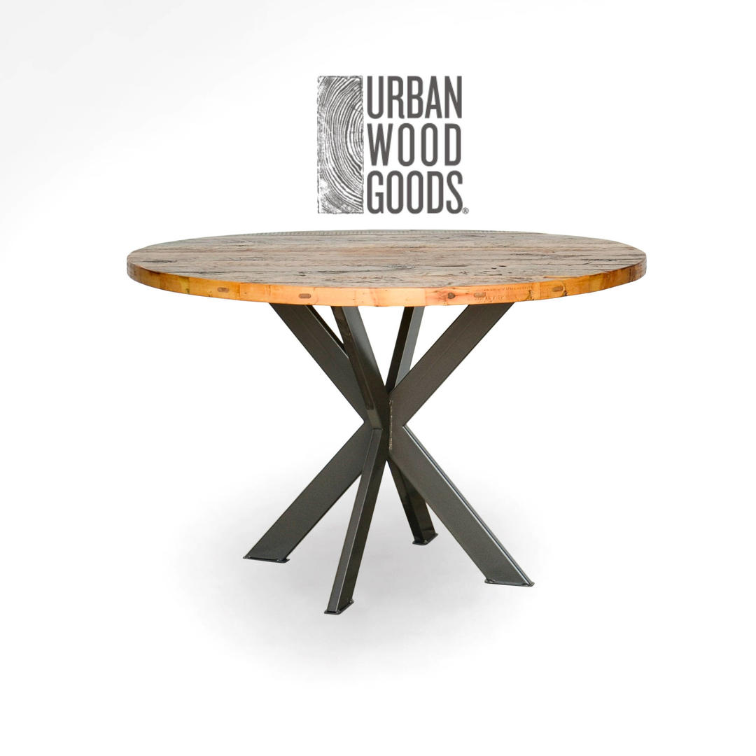 Round dining/kitchen table, loft table in reclaimed wood and Urban