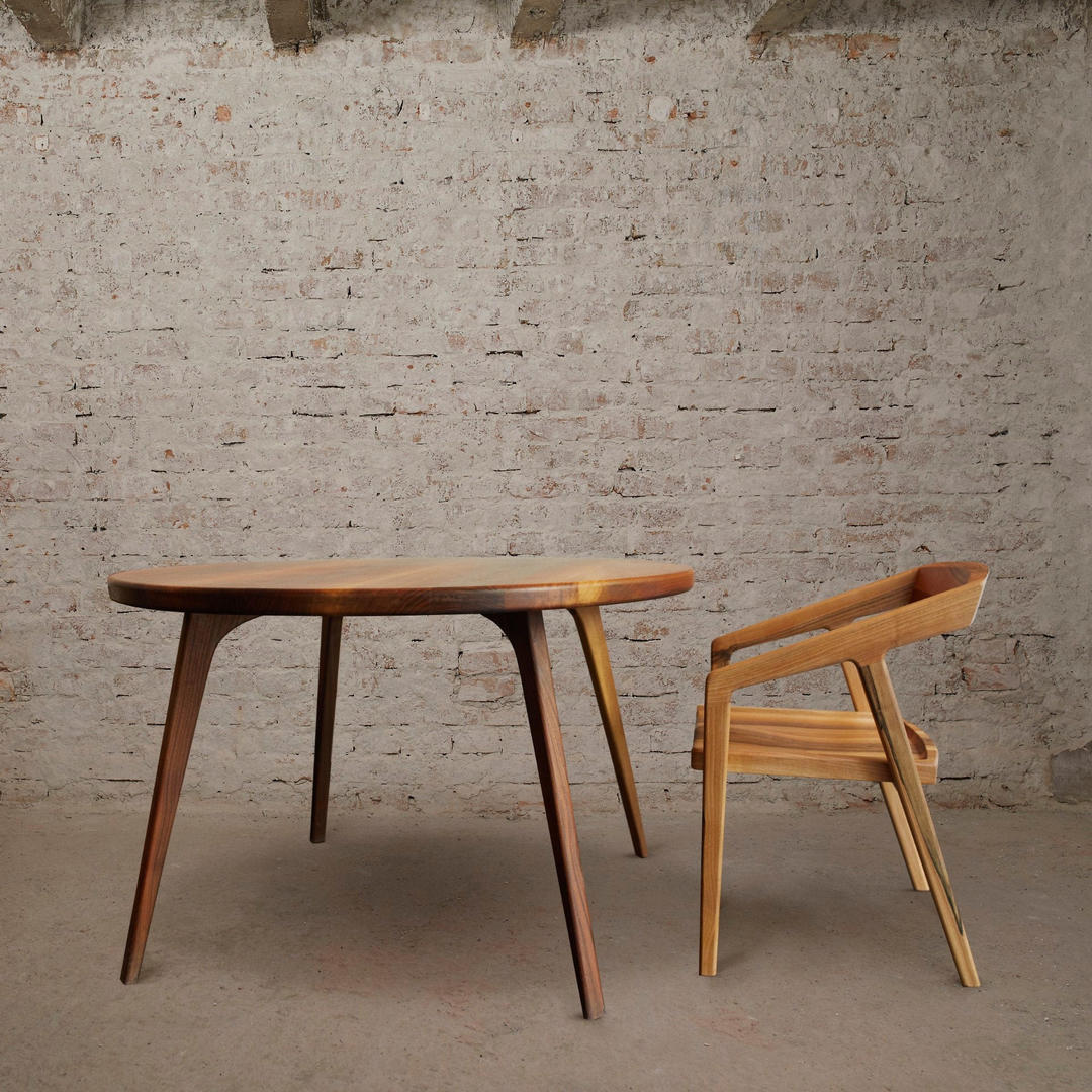Round Dining table, Mid Century Modern MOKU Artisan Furniture