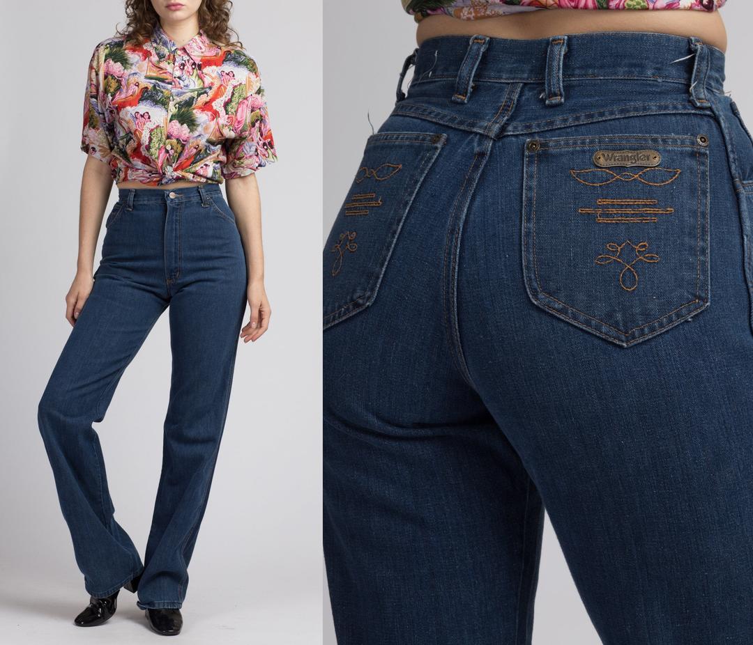 70s Wrangler High Waisted Jeans - Extra Small | Vintage Dark | Flying ...