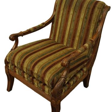 Ethan Allen Italian Provincial Striped Upholstered Accent Arm Chair 
