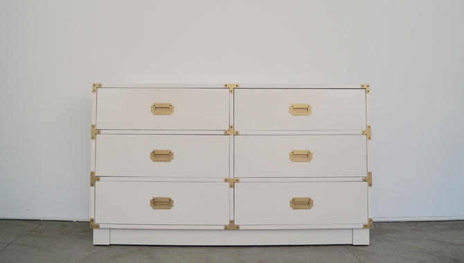 Gorgeous 1960 S Mid Century Hollywood Regency Campaign Dresser By Drexel Professionally Refinished In White By Cyclicfurniture