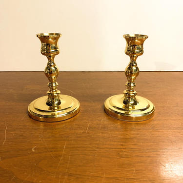 Vintage Baldwin Brass Round Candlesticks Pair 4&amp;quot; 