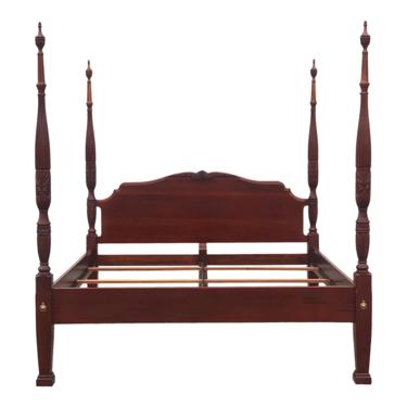 Carved Mahogany Four Poster King Size Rice Bed 