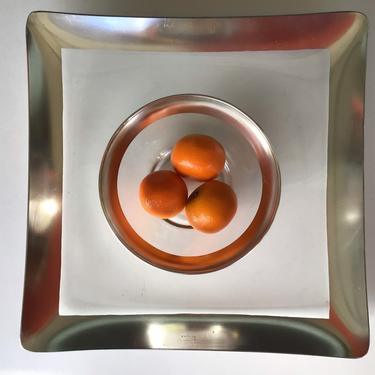 Mid Century Modern Dorothy Thorpe Square Silver Serving Tray - Mad Men Cool! 