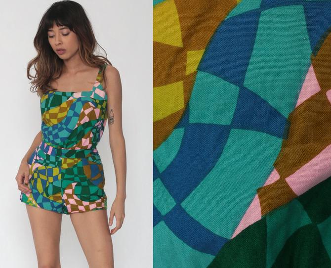 One Piece Bathing Suit 60s Mod Psychedelic Swimsuit 50s Swim Suit Cotton Pin Up Boho 1960 From Shop Exile Of Los Angeles Ca Attic