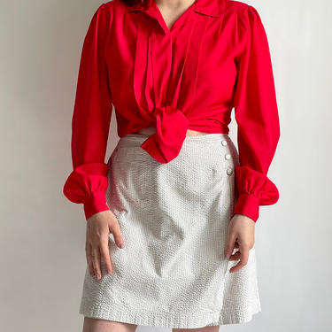 Oversized Red Blouse fits S - L 1980's 