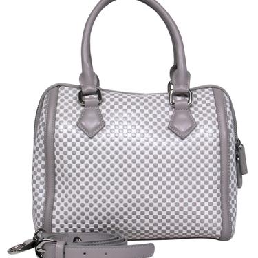 Charles Jourdan - White & Gray Checkered Leather Mini Convertible Carryall