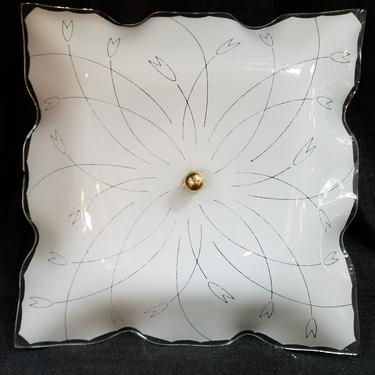 Mid Century Flush Mount Square Shade Vintage Light 11.75 x 5.5 x 11.75