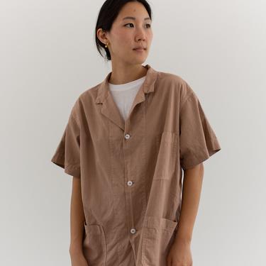 Vintage Overdye Dusty Pink Short Sleeve Shirt Jacket | Simple Blouse | Cotton Work Shirt | M L | 