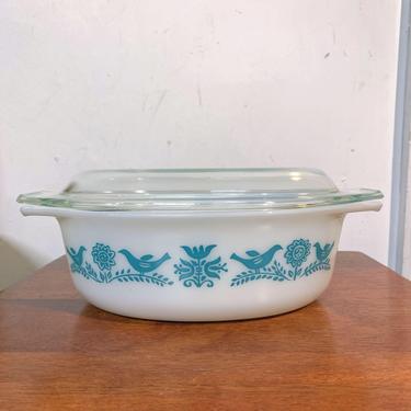 Vintage Pyrex Bluebird Covered Casserole Dish with Lid 043 1959 