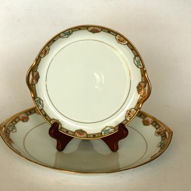 vintage R C Nippon porcelain serving plates/ one large one small 