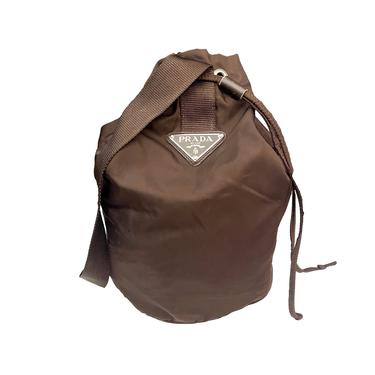 Prada Brown Logo Bucket Bag