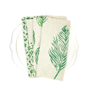 *Mix &amp; Match Napkins in Cool Moss on Oatmeal Linen (Set of 4)