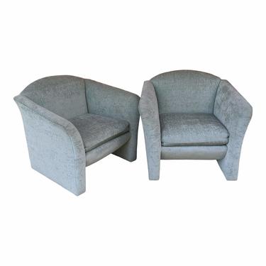 Minty Celadon Green Postmodern Club Chairs - a Pair