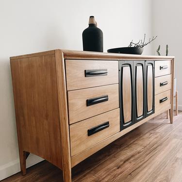 Natural Wood + Matte Black Mid-Century Modern Dresser 