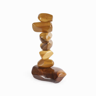 Abstract Wooden Pebble Sculpture Mid Century Modern 