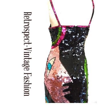 strapless open back dress Vintage Philippe Albert Sequin Pop Art Dress – Recess main image 1