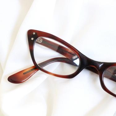 Vintage 50's Tortoise Atomic Cat Eye Eyeglasses Frames 