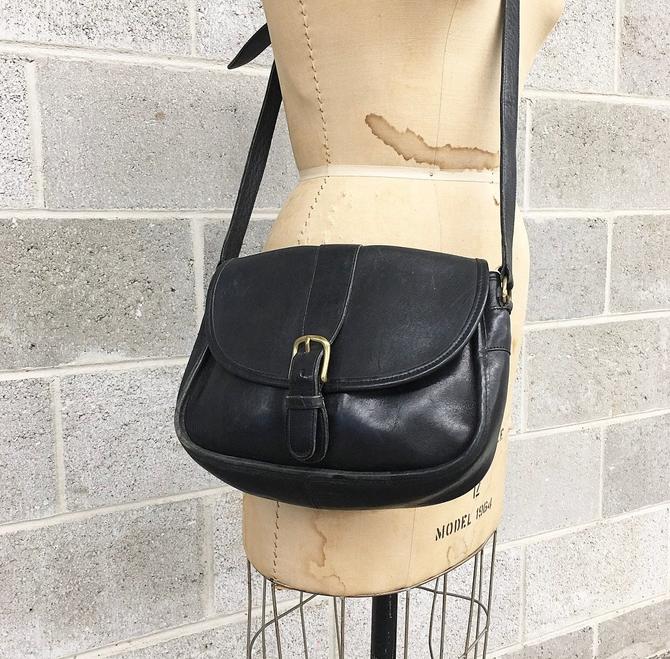 Vintage Coach Black Leather Taft Shoulder Bag