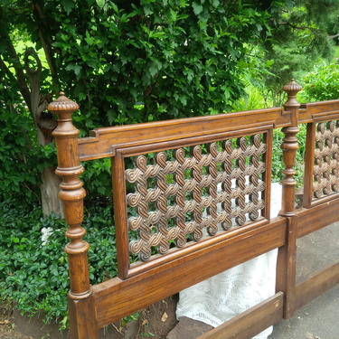 KING Size HEADBOARD Vintage Hollywood Regency WOOD Headboard Gypsy BoHo Poppy Cottage Vintage Furniture 