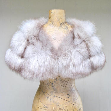 Vintage 2024 Fox Fur Stole Ivory Off White Collar Genuine Real Wedding 50s Glam