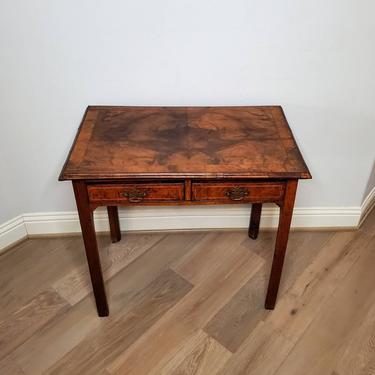 18th/19th Century Georgian Period English Burled Walnut Yew Side Table or Lowboy 