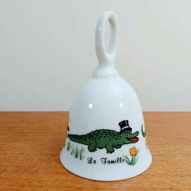 Vintage Papel Novelty Porcelain Bell | La Famille | Alligator Al A Gator | Alligator Family | Japan 