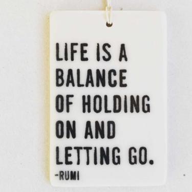 Life Is A Balance Porcelain Tag