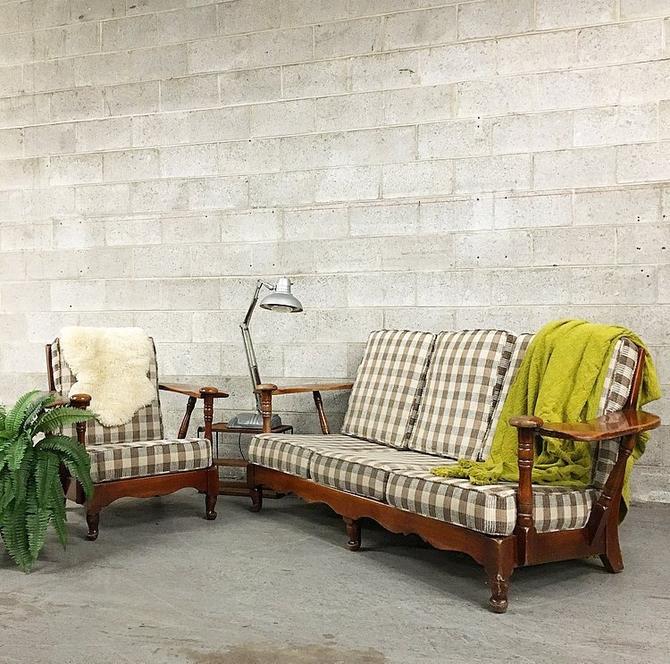 Vintage J B Van Sciver Couch And Lounge Chair Retro Wood Frame Two