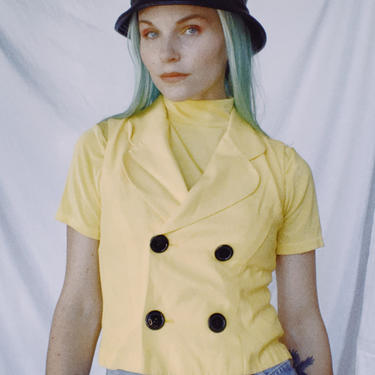 Vintage 80s | Yellow/Black Fitted Vest 