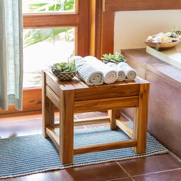 Teak Shower Stool - Shower bench - Outdoor Shower - hardwood furniture - Outdoor furniture - Handmade furniture - spa- sustainable wood 