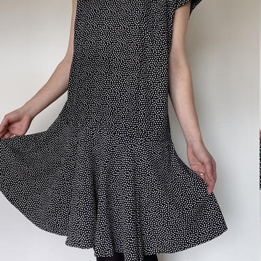 vintage minimalist polka dot shift dress with tulip skirt size large 
