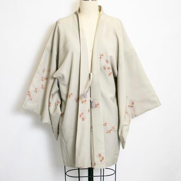 1950s Haori Bird Clouds Printed Lounge Robe 60s 