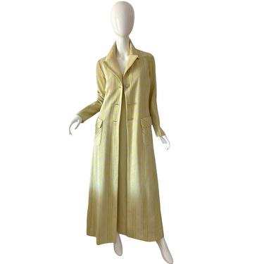 70s Metallic Rhinestone Dress Suit, Vintage Cabot Mod Maxi Coat Dress Set Medium 